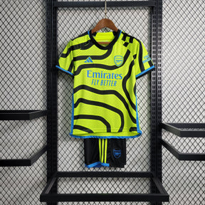 Kit Infantil Arsenal Away 2023/24 - Adidas Torcedor - Verde/Azul