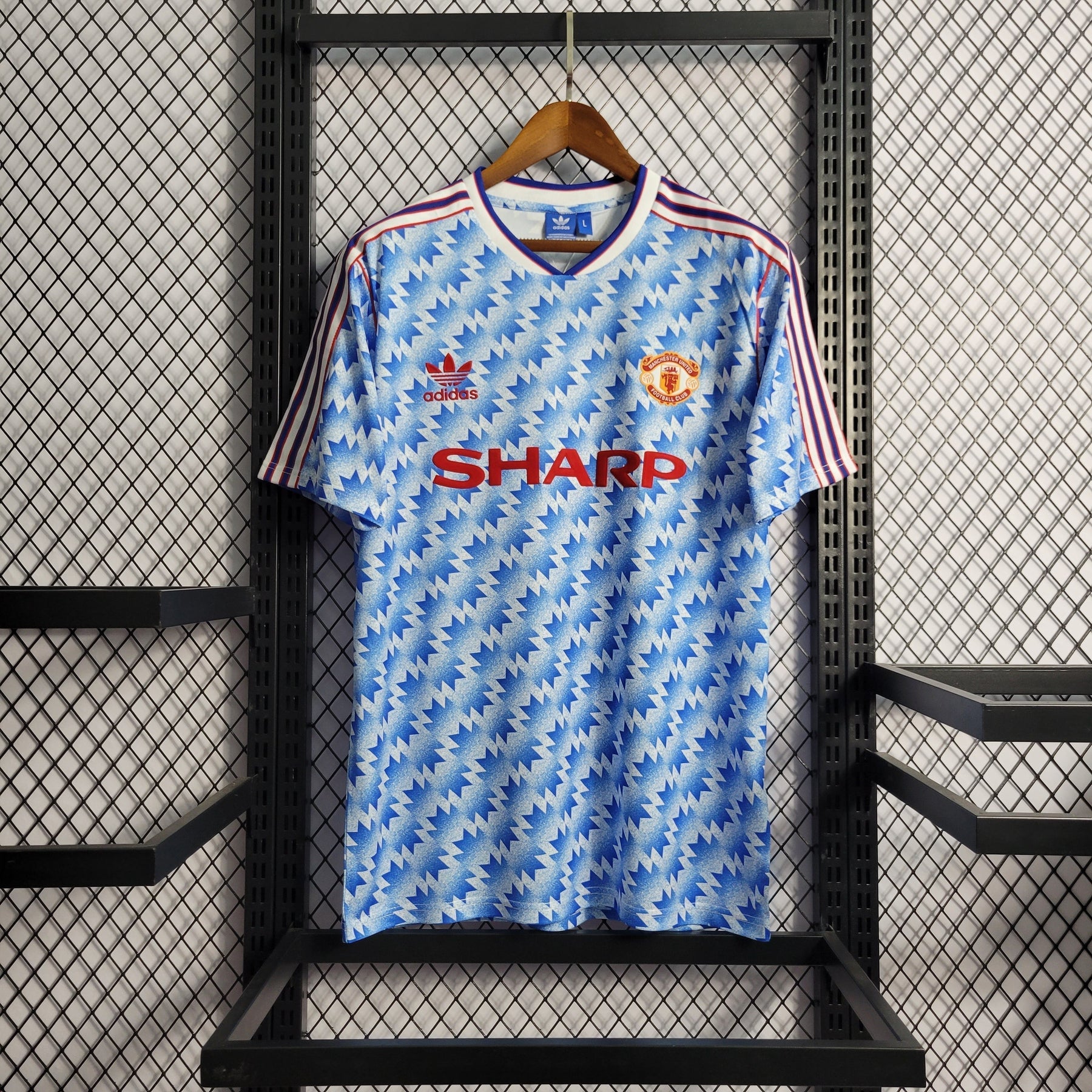 Camisa Manchester United Away 1990/92 - Adidas Retrô Masculina - Azul/Branca