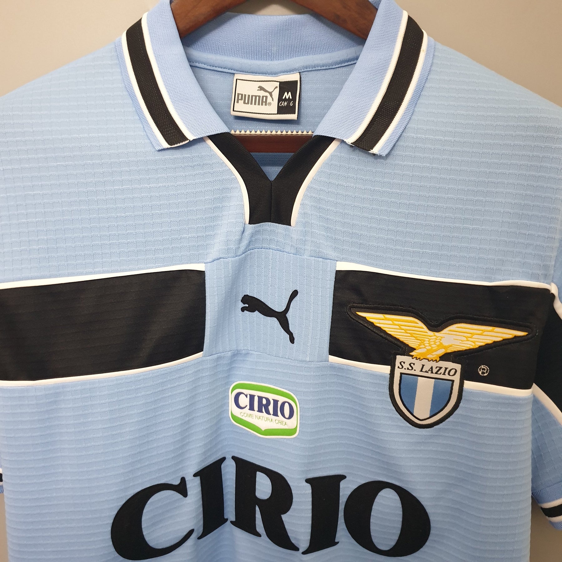 Camisa Lazio Home 1999/00 - Puma Retrô Masculina - Azul/Preta