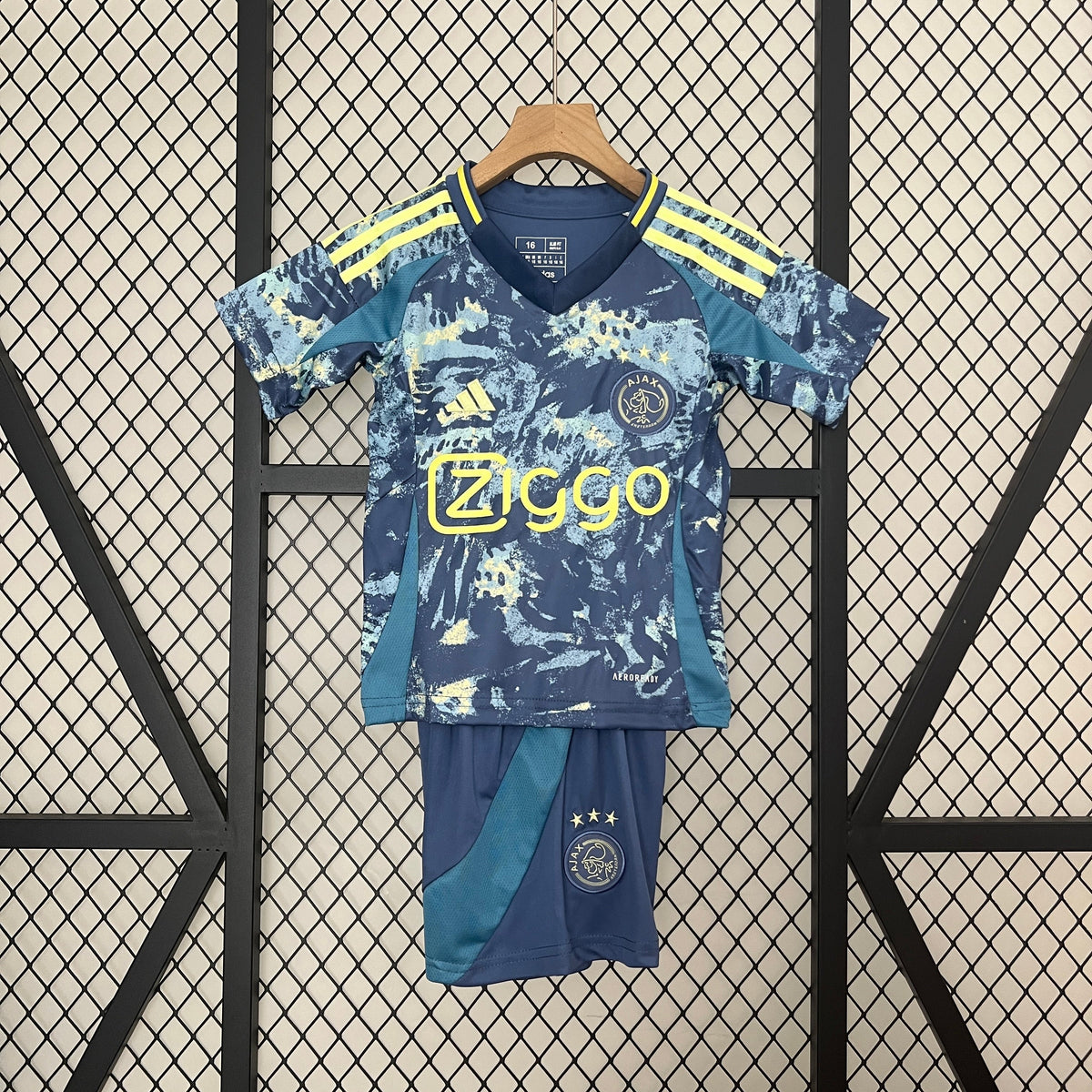 Kit Infantil Ajax Away 2024/25 - Adidas Torcedor - Azul/Amarela