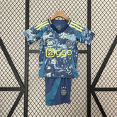 Kit Infantil Ajax Away 2024/25 - Adidas Torcedor - Azul/Amarela