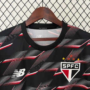 Camisa São Paulo Pré-Jogo 2024/25 - New Balace Torcedor Masculina - Preta/Vermelha