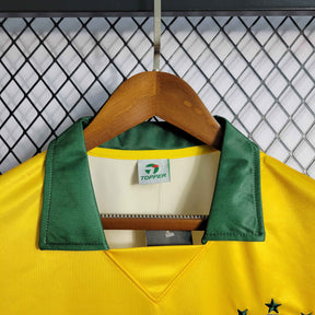 Camisa Seleção Brasil Home 1988 - Topper Retrô Masculina - Amarela/Verde