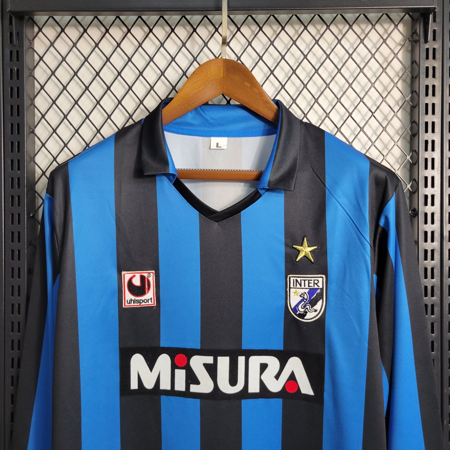 Camisa Inter de Milão Manga Longa Home 1998 - Uhisport Retrô Masculina - Azul/Preta