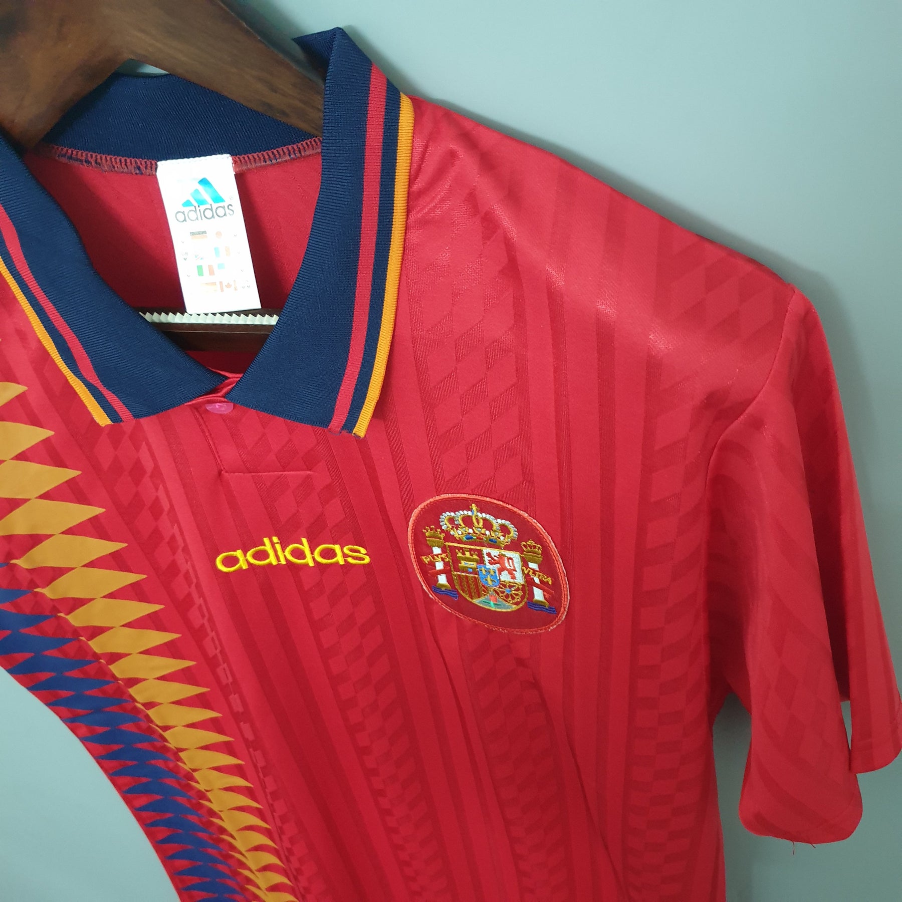 Camisa Seleção Espanha Home 1994 - Adidas Retrô Masculina - Vermelha