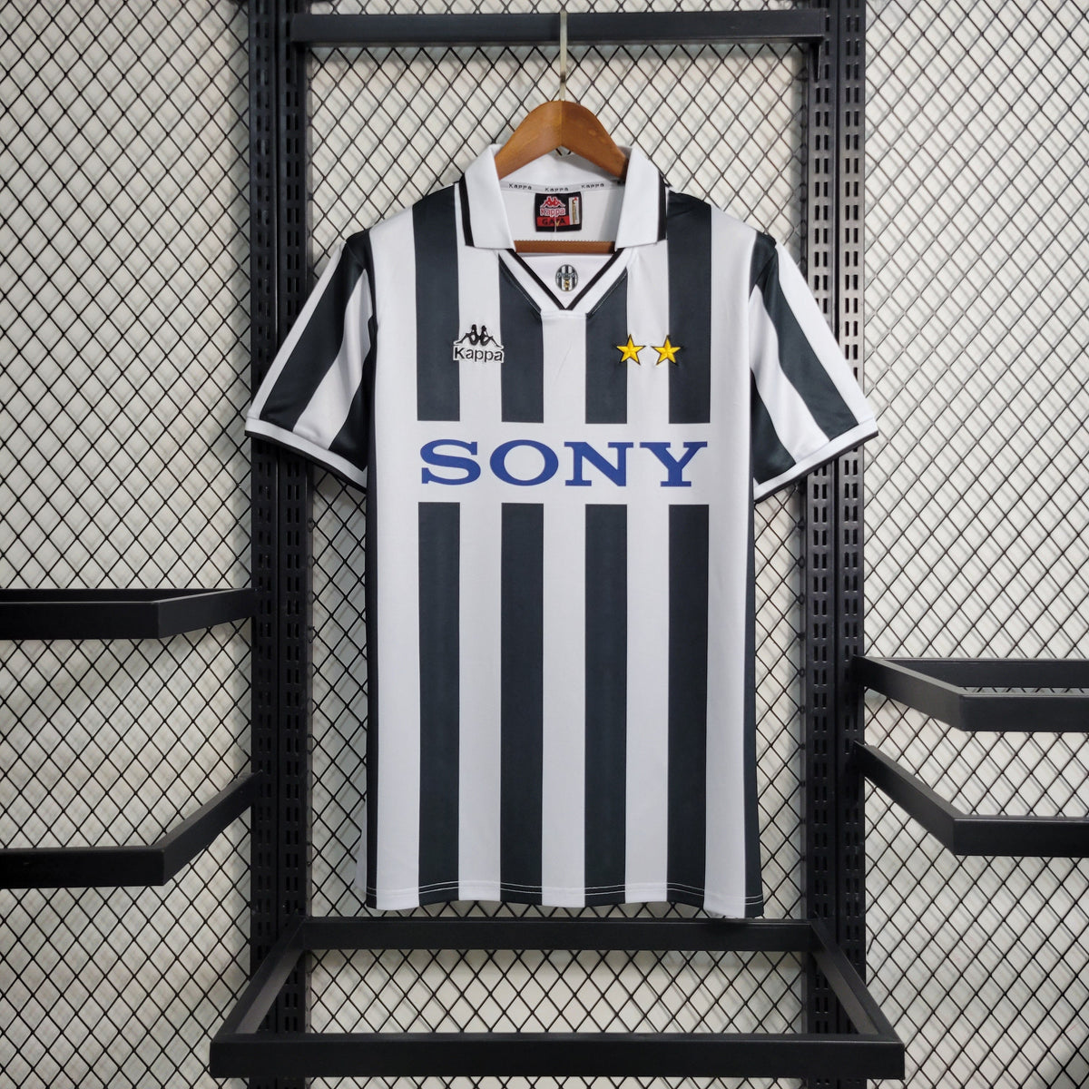 Camisa Juventus Home 1995/97 - Kappa Retrô Masculina - Preta/Branca