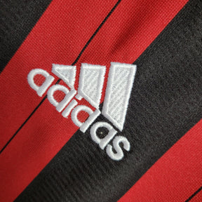 Camisa Manga Longa Milan Home 2013/14 - Adidas  Retrô Masculina - Vermelha/Preta