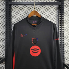 Camisa Barcelona Manga Longa Away 2024/25 - Nike Torcedor Masculina - Preta/Vermelha