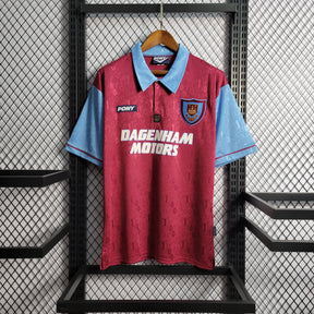 Camisa West Ham Home 1995/97 - Lotto Retrô Masculina - Bordo/Azul