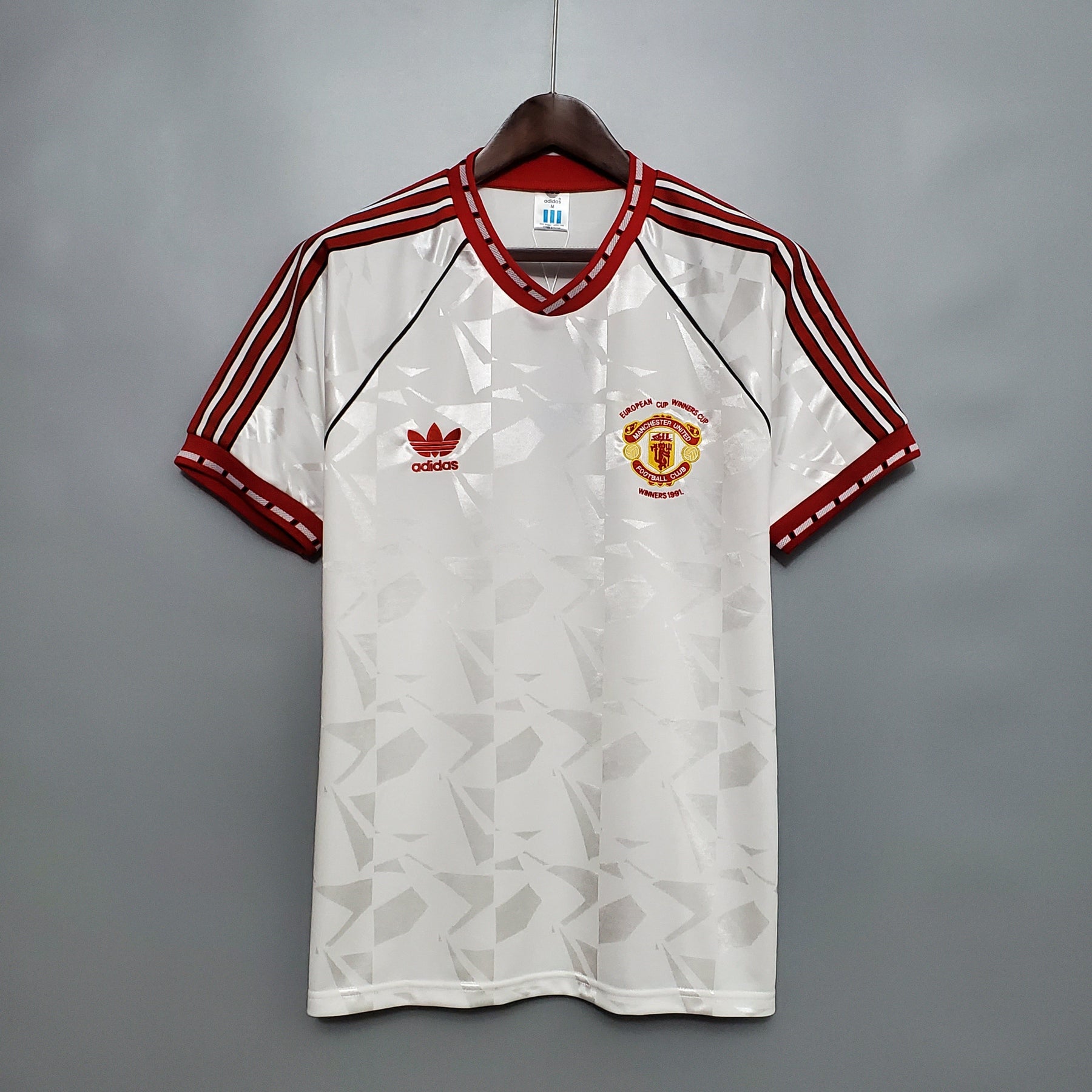 Camisa Manchester United Away 1991 - Adidas Retrô Masculina - Branca/Vermelha