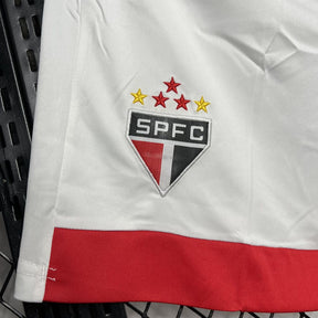 Shorts São Paulo Home 2024/25 - New Balace Torcedor Masculina - Branca/Vermelha