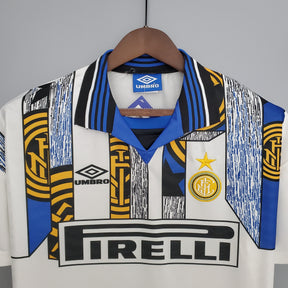 Camisa Inter de Milão Away 1996/97 - Umbro Retrô Masculina - Branca/Azul