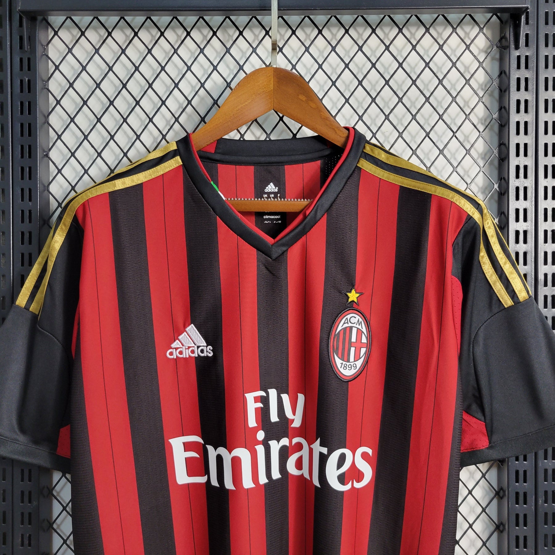 Camisa Milan Home 2013/14 - Adidas Retrô Masculina - Vermelha/Preta