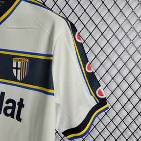 Camisa Parma Away 2002/03 - Champion Retrô Masculina - Branca/Azul