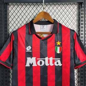 Camisa Milan Home 1993/94 - Lotto Retrô Masculina - Vermelha/Preta