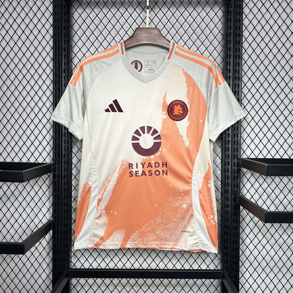 Camisa Roma Away 2024/25 - Adidas Torcedor Masculina - Branca/Laranja