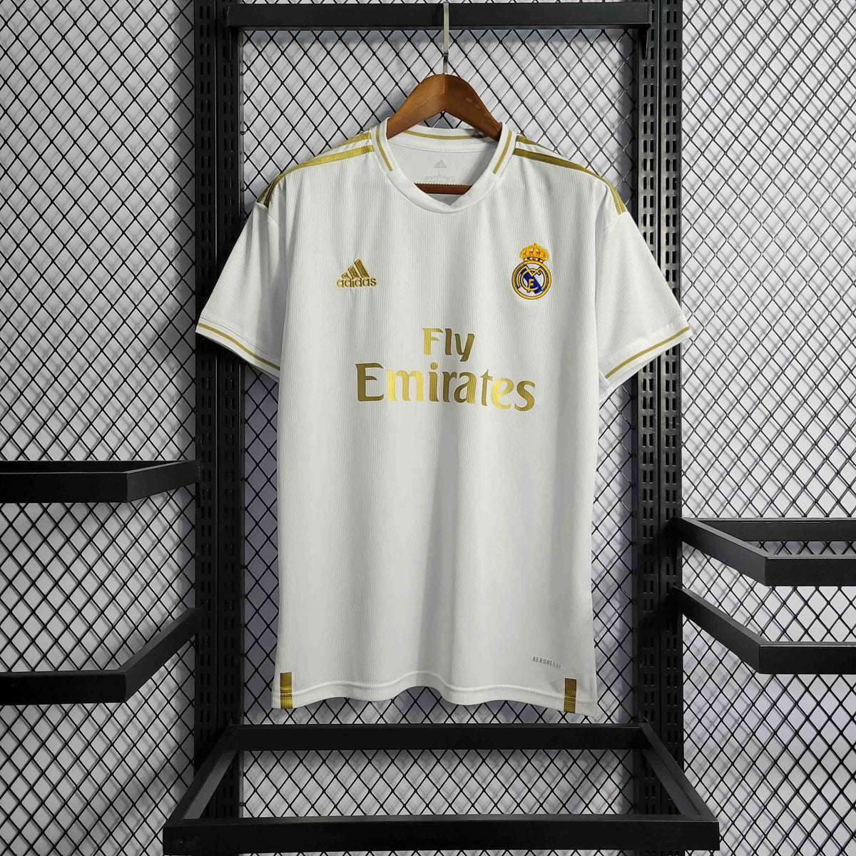 Camisa Real Madrid Home 2019/20 - Adidas Retrô Masculina - Branca/Dourada