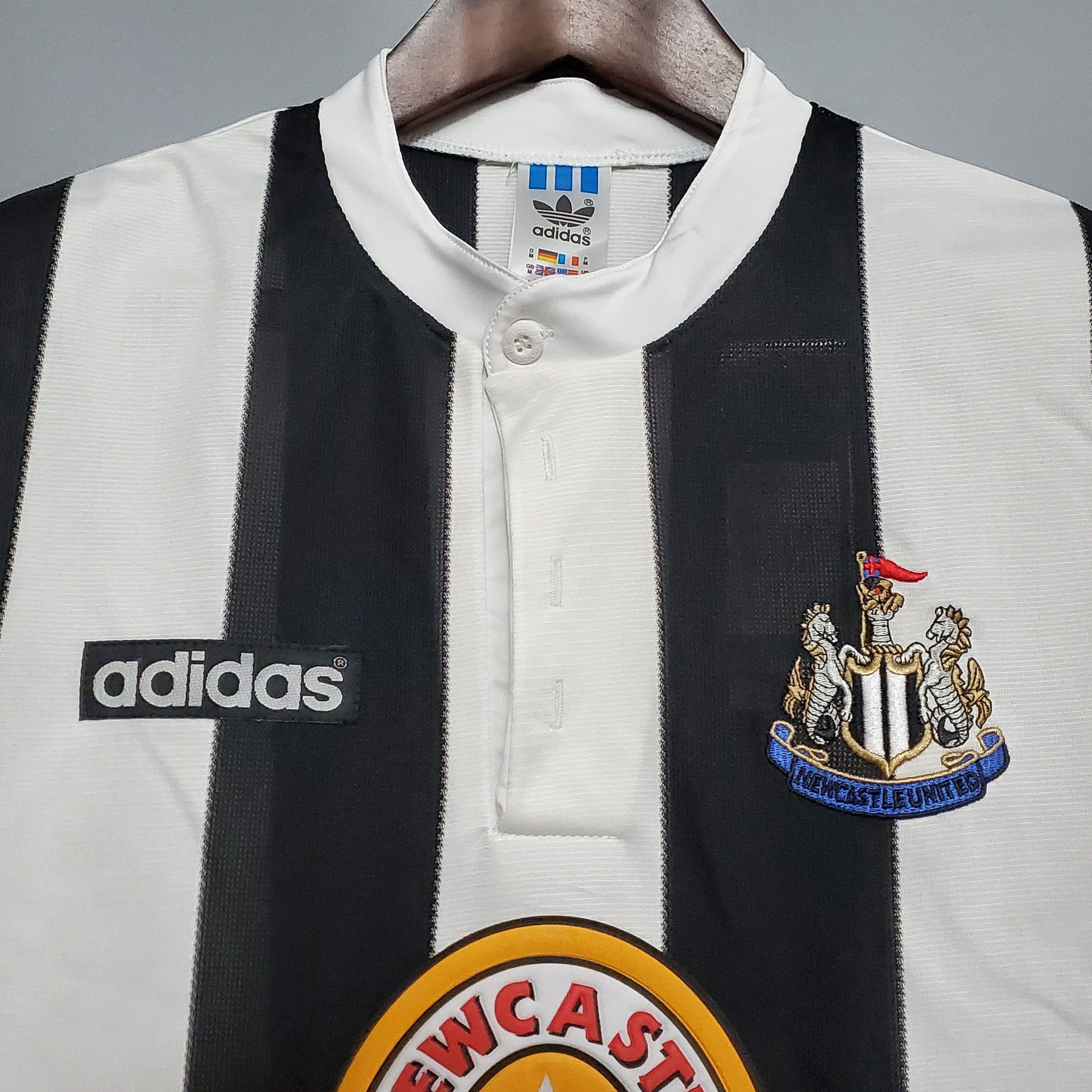 Camisa Newcastle Home 1995/97 - Adidas Retrô Masculina - Branca/Preta