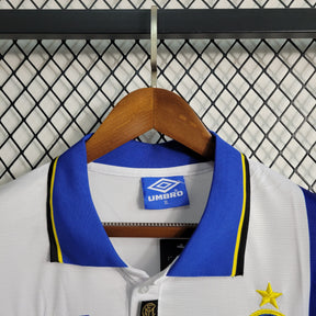 Camisa Inter de Milão Away 1997/98 - Umbro Retrô Masculina - Branca/Azul