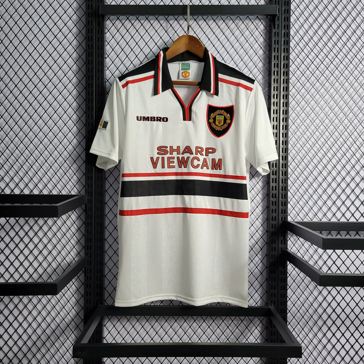 Camisa Manchester United Away 1997/99 - Umbro Retrô Masculina - Branca/Preta