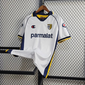 Camisa Parma Away 2003/04 - Champion Retrô Masculina - Branca/Azul