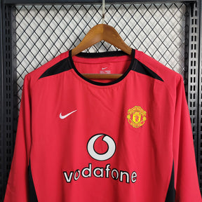 Camisa Manga Longa Manchester United 2002/04 Nike Retrô Masculina - Vermelha/Preta