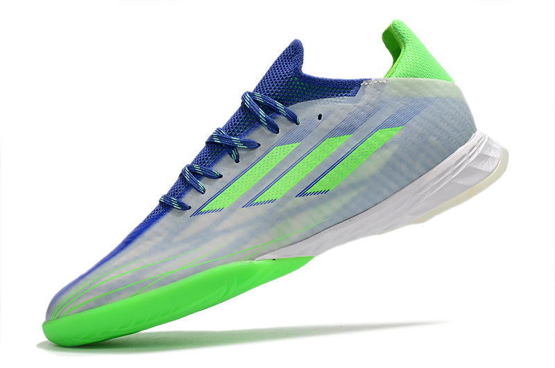 Chuteira Adidas X Speedflow. 1 Futsal Azul/Verde