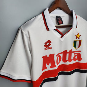 Camisa Milan Away 1993/94 - Lotto Retrô Masculina - Branca/Vermelha