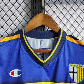 Camisa Parma Home 2001/02 - Champion Retrô Masculina - Azul/Amarela