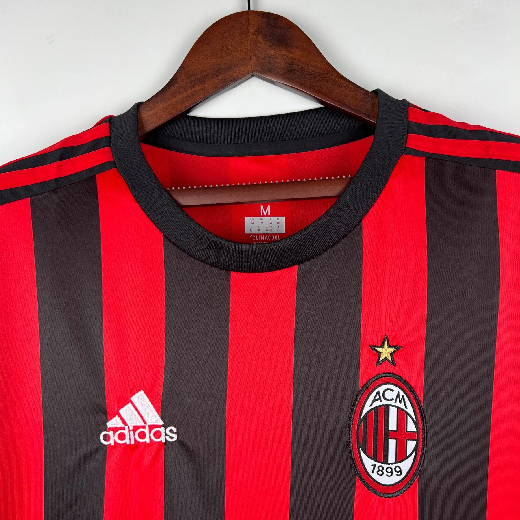 Camisa Milan Home 2017/18 - Adidas Retrô Masculina - Vermelha/Preta