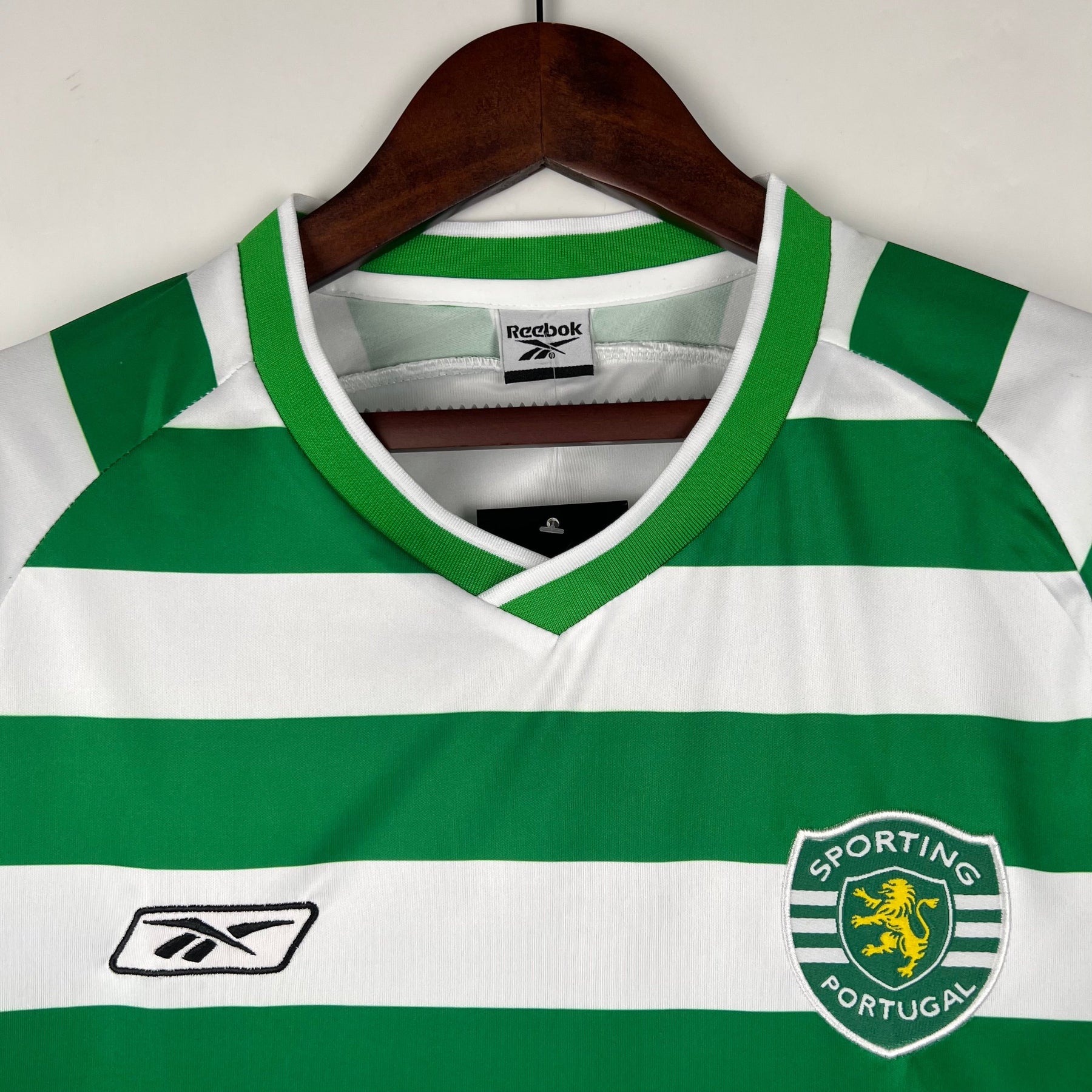 Camisa Sporting Home 2003/04 - Reebok Retrô Masculina - Branca/Verde