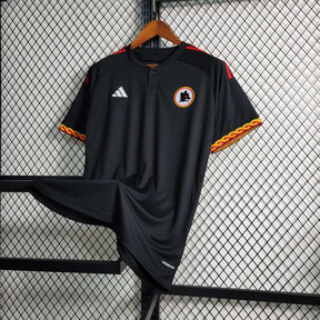 Camisa Roma Third 2023/24 - Adidas Torcedor Masculina - Preta/Laranja