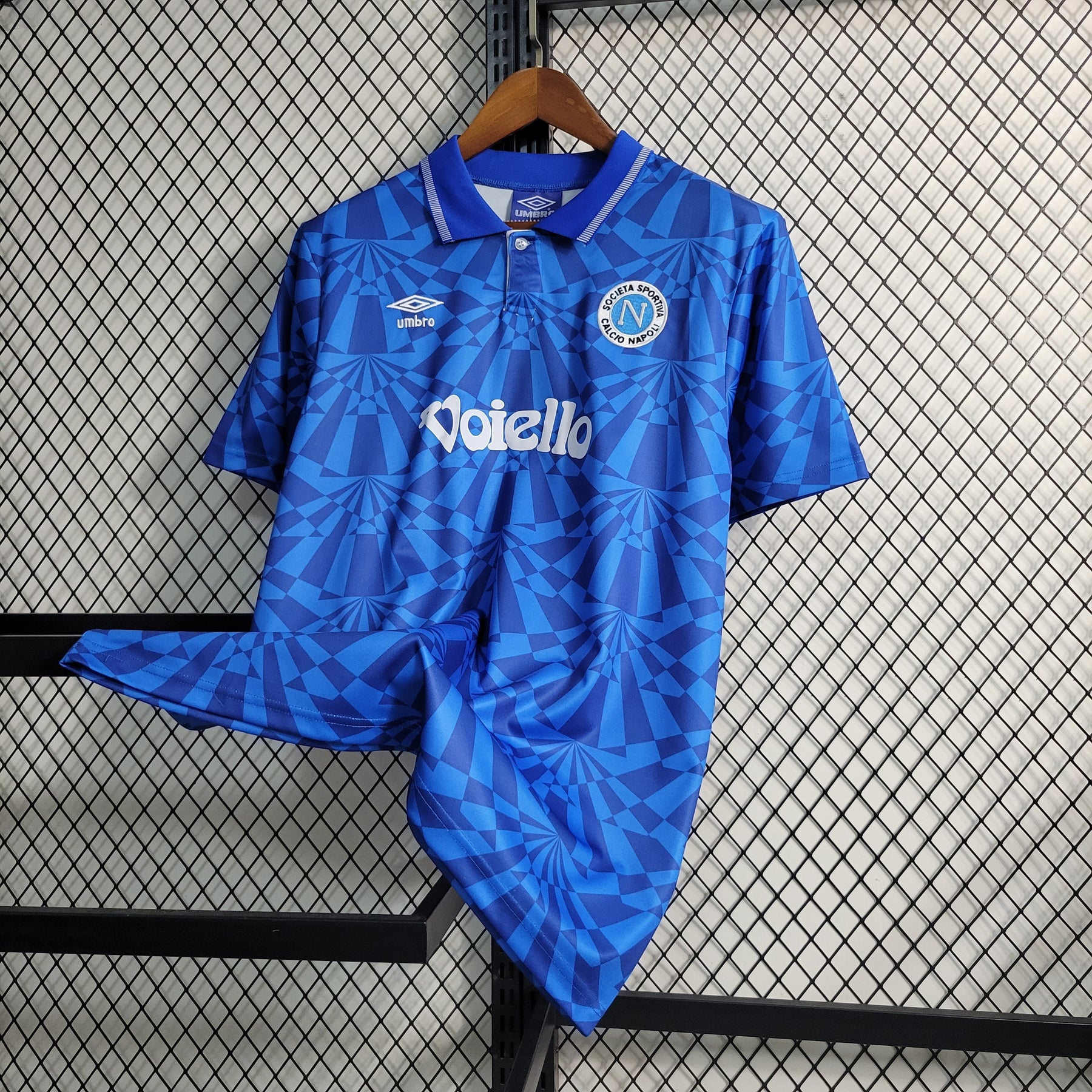 Camisa Napoli Home 1991/93 - Umbro Retrô Masculina - Azul/Branca