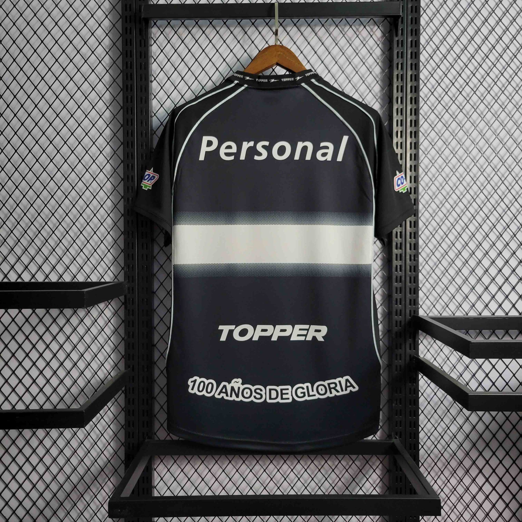 Camisa Olympia Away 2002/03 - Topper Retrô Masculina - Preta/Branca