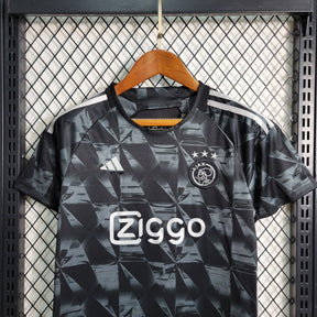 Kit Infantil Ajax Away 2023/24 - Adidas Torcedor - Preta/Branca