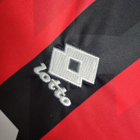 Camisa Milan Home 1993/94 - Lotto Retrô Masculina - Vermelha/Preta