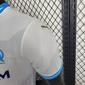 Camisa Olympique Marseille Home 2023/24 - Puma Jogador Masculina - Branca/Azul