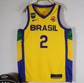 Regata Seleção Brasileira Basquete + Patch CBB e Copa do Mundo 2023 Amarela