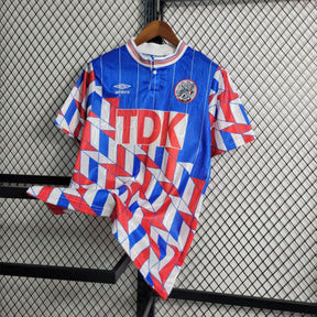 Camisa Ajax Away 1990/91 - Umbro Retrô Masculina - Azul/Vermelha