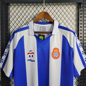 Camisa Real Espanhol Home 1984/89 - Massana Retrô Masculina - Branca/Azul