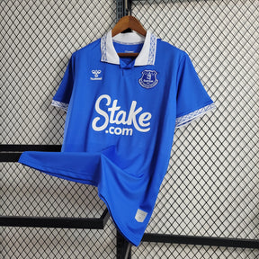 Camisa Everton Home 2023/24 - Hummel Torcedor Masculina - Azul/Branca