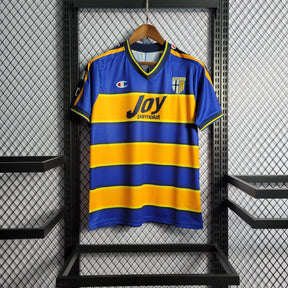 Camisa Parma Home 2001/02 - Champion Retrô Masculina - Azul/Amarela