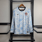 Camisa Manga Longa Seleção Portugal Away 2024/25 - Nike Torcedor Masculina - Branca/Azul