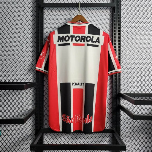 Camisa Retrô São Paulo 2000 Vermelha e Preta Masculina