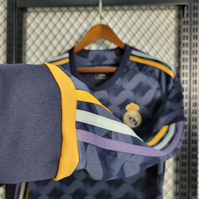 Camisa Manga Longa Real Madrid Away 2023/24 - Adidas Torcedor Masculina - Azul/Laranja