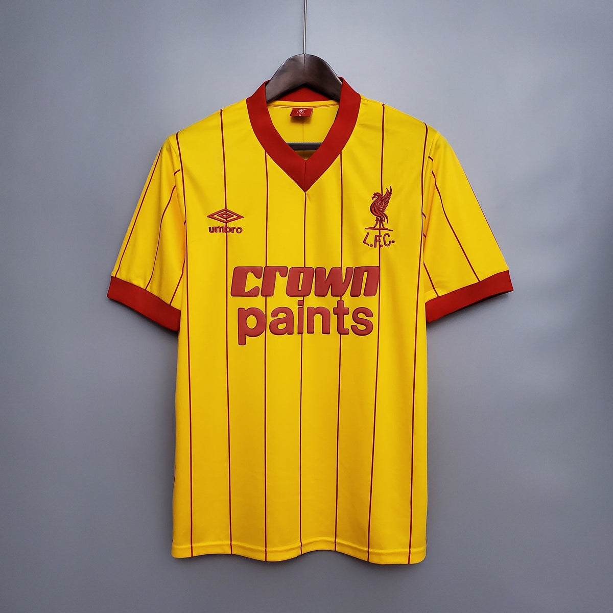 Camisa Liverpool Away 1984 - Umbro Retrô Masculina - Amarela/Vermelha