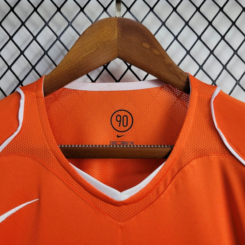 Camisa Seleção Holanda Home 2004 - Nike Retrô Masculina - Laranja/Branca