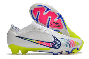 Chuteira Nike Air Zoom Mercurial Vapor 15 Elite Branco/Rosa/Azul/Verde