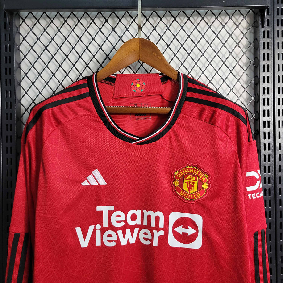 Camisa Manga Longa Manchester United Home 2023/24 - Adidas Torcedor Masculina - Vermelha/Preta