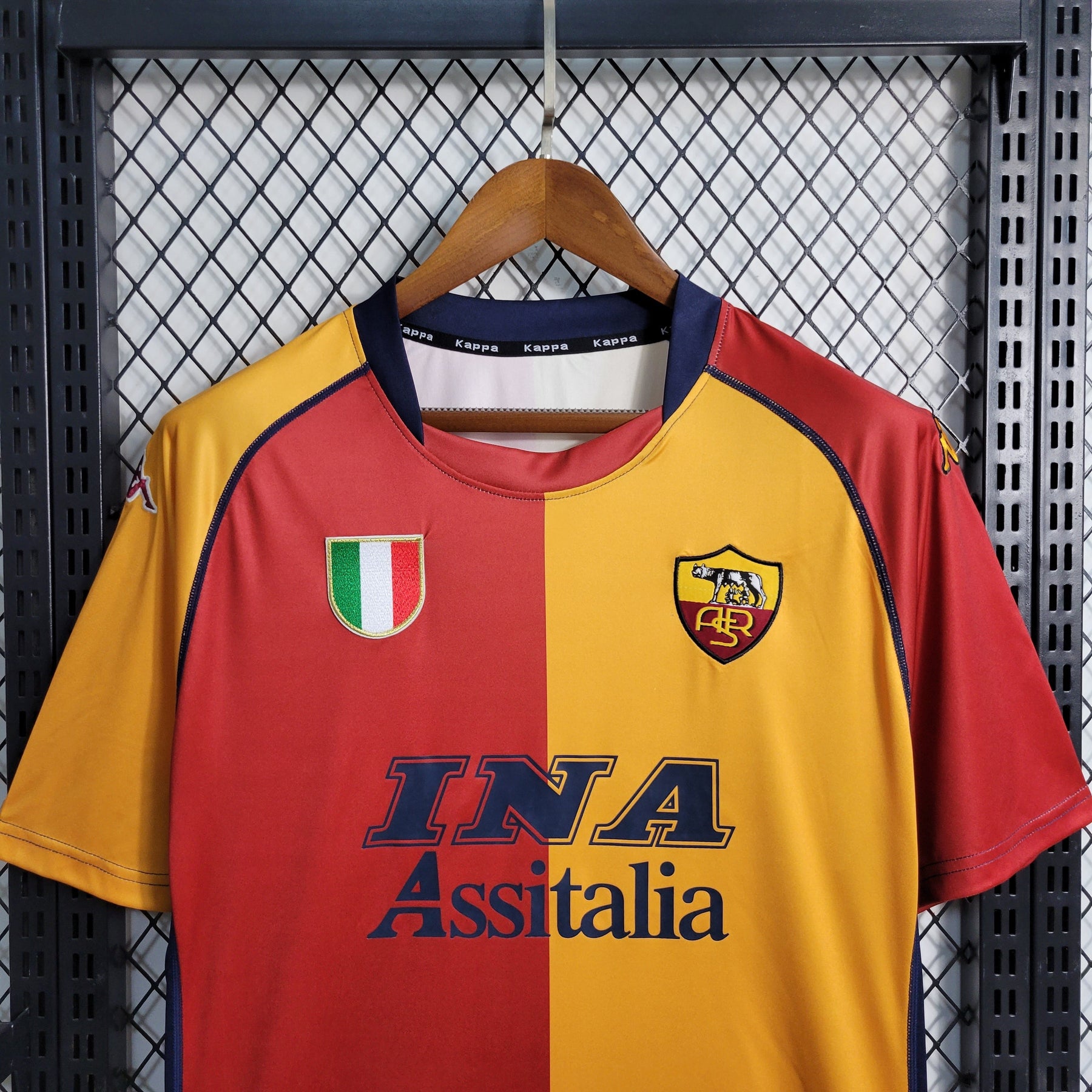 Camisa Roma Home 2001/02 - Kappa Retrô Masculina - Bordo/Laranja